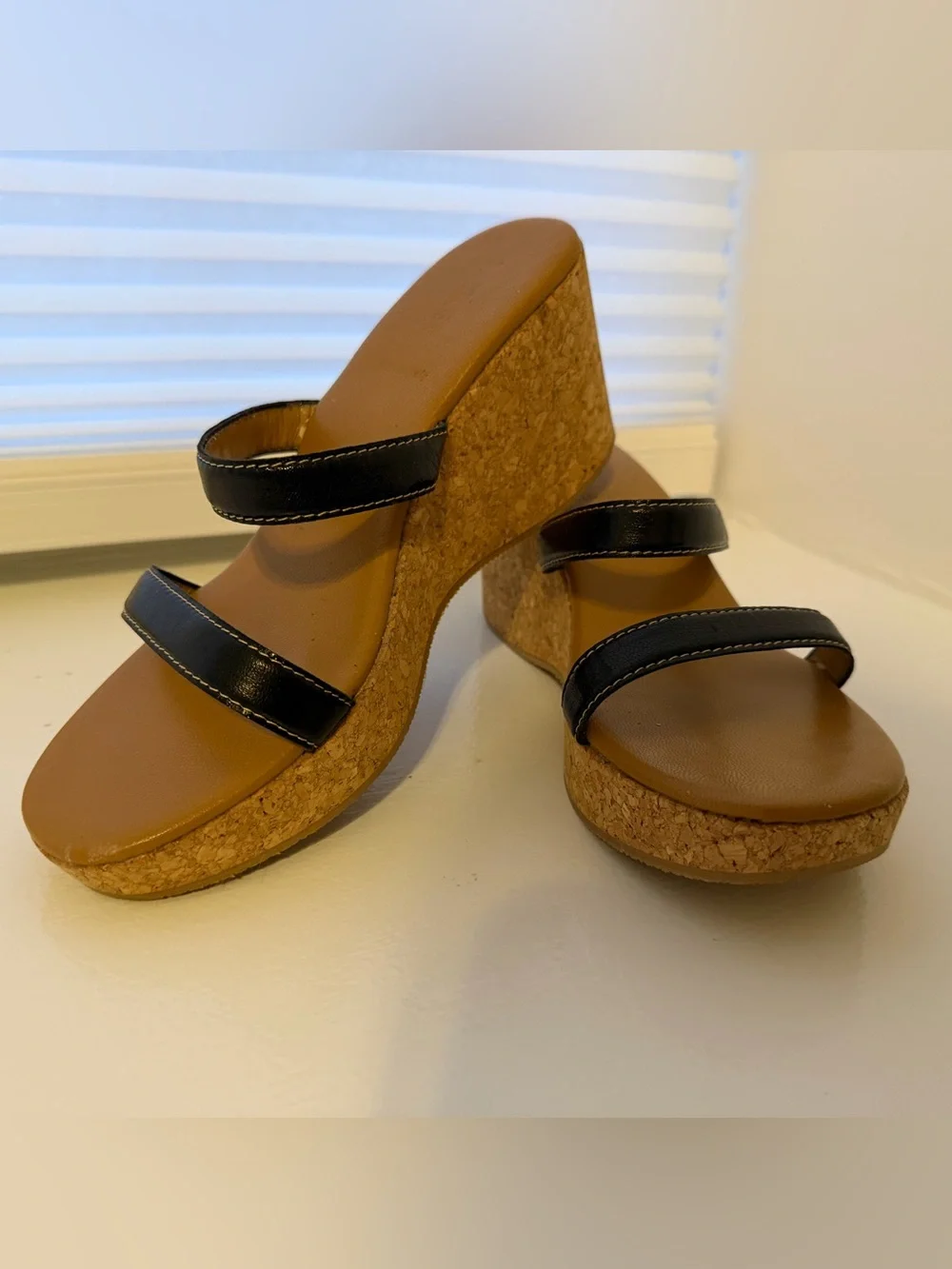 JCREW Women’s Dark Brown Strap Cork Wedge Sandals